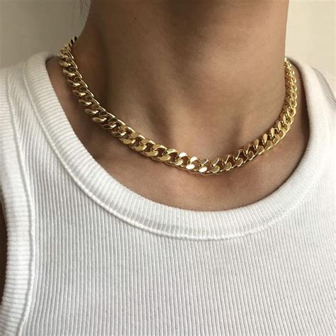 Gold Chunky Cuban Link Necklace, Large Link Choker Chain - Etsy | Thick
