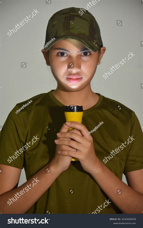 Spooky Female Soldier Flashlight Stock Photo 2243928529 | Shutterstock
