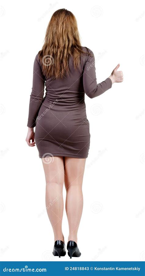 Back View of Woman Thumbs Up. Rear View Stock Image - Image of good ...