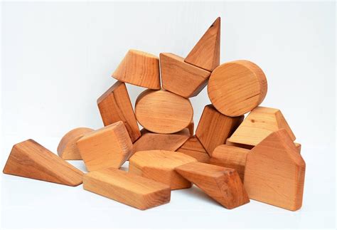 20 Wooden Geometric Shapes Blocks Toddler Wood Toys Natural - Etsy