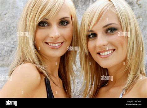 portrait  cute twins stock photo alamy