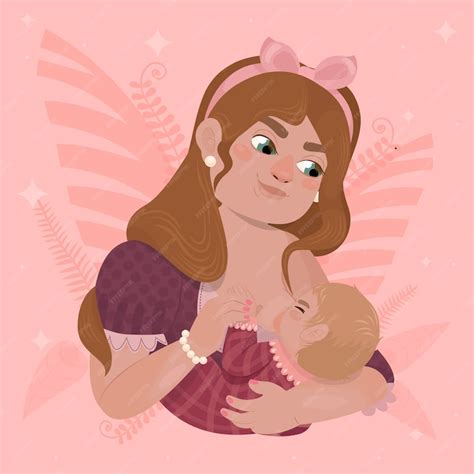Нарисованная рукой мать кормит ребенка грудью иллюстрация | Бесплатно ...