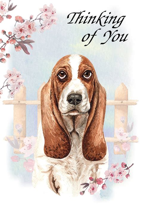 basset hound dog thinking   card   etsy