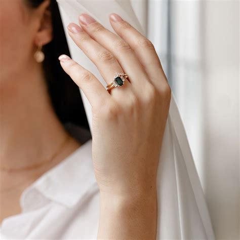 Emerald Cut Sapphire Engagement Ring - Yuliya Chorna Jewellery