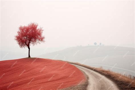 premium photo  tree   field   red tree    side