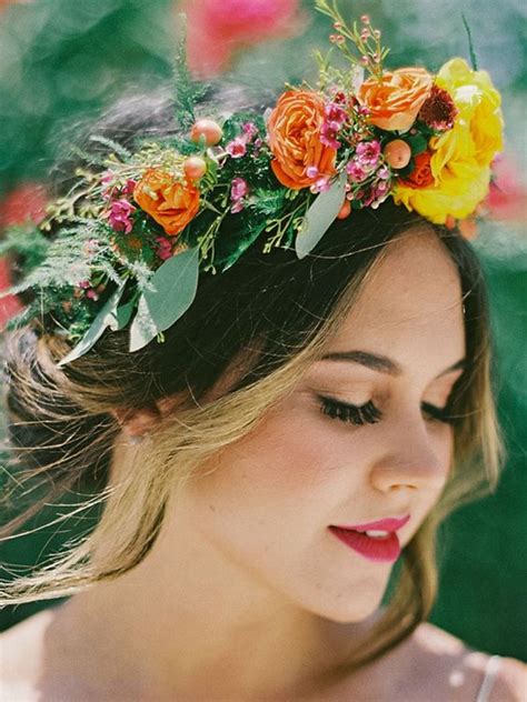 stunning spring flower crown ideas  brides weddingomania