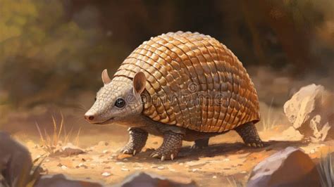 A Cute Armadillo in Its Natural Setting Stock Illustration ...