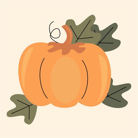 Cute autumn pumpkins and leaves modern flat design vector illustration ...