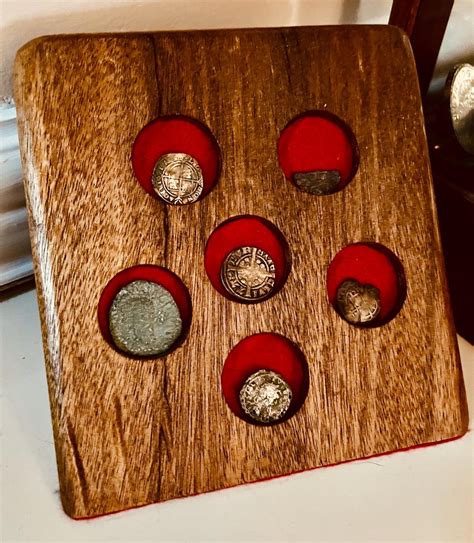 african wooden coin stand display stand metal detecting finds