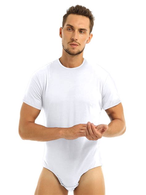 YiZYiF Mens Short Sleeve Thong Leotard One Piece Romper Pajamas