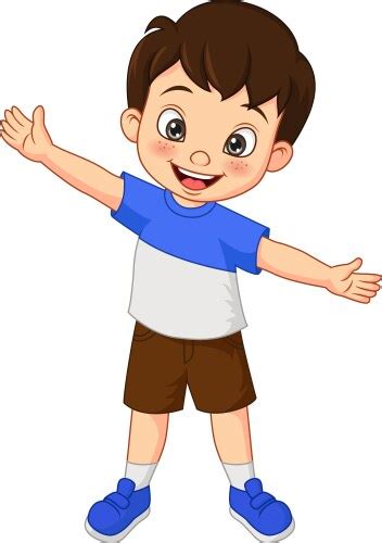 Cute boy waving hand on transparent background Vector Image