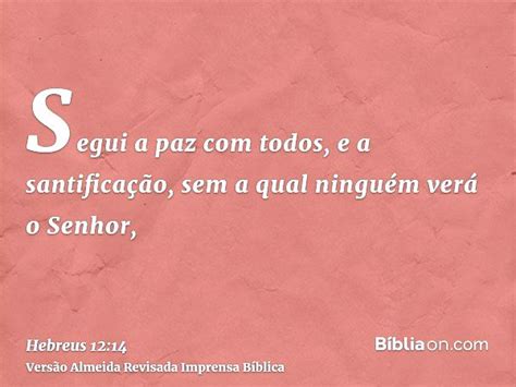 Sem A Santificação Ninguém Verá A Deus - Hebreus 12:14 (Sem santidade ninguém verá a Deus) - Bíblia