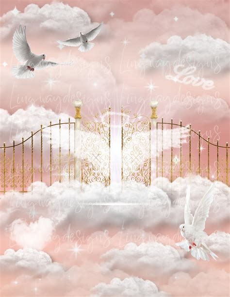 Rose Gold Heaven Background Instant Download Forever in Our Hearts PNG