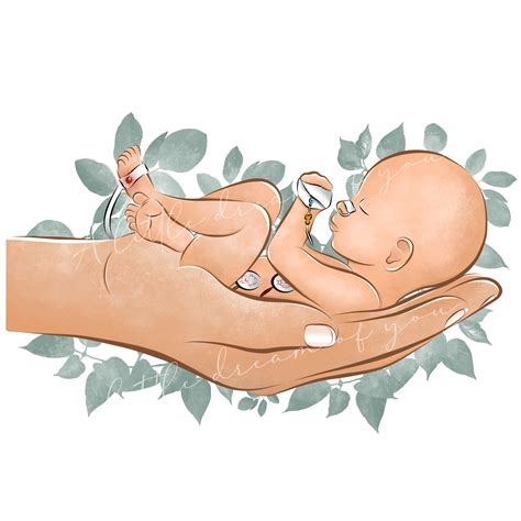 Premature Baby Illustration | Transparent Png Digital Download | Baby