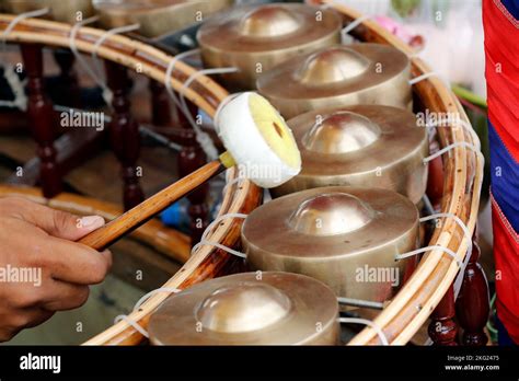 Traditional Khmer music. Gamelan instruments in a cambodian pagoda ...