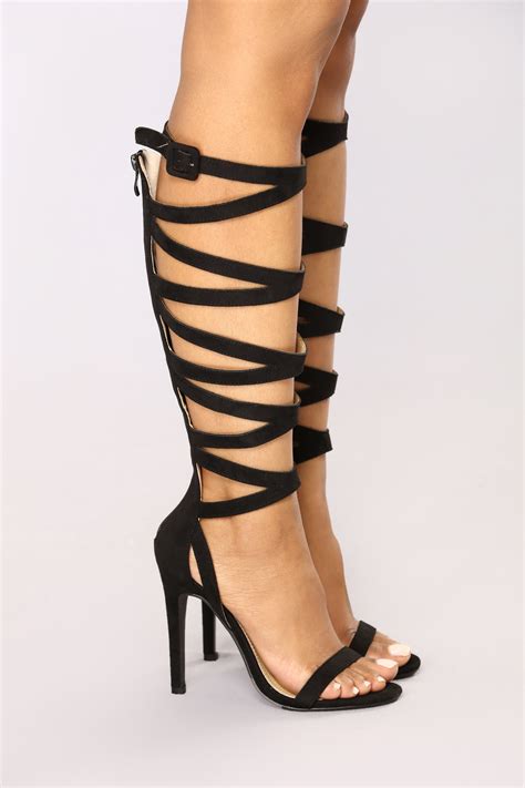 The Zone Knee High Strappy Heel - Black – Fashion Nova
