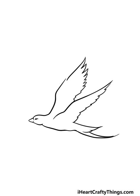 Flying Bird Drawing - How To Draw A Flying Bird Step By Step