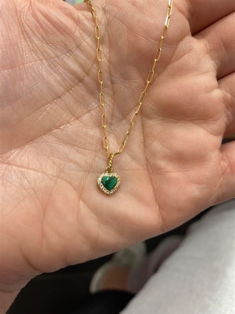 Dije malaquita corazón y diamantes 4 mm – Carolina Pineda Jewelry