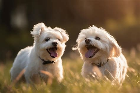 Premium Photo | Happy pet dogs playing on grass