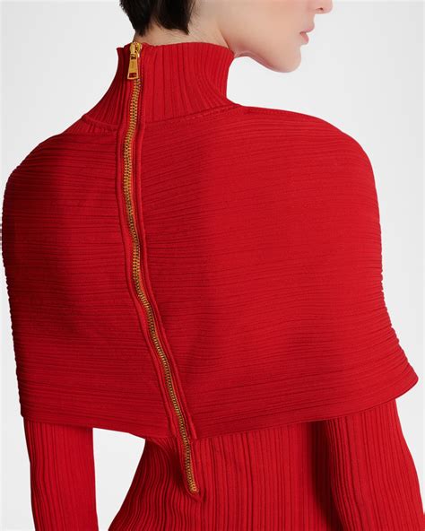 Balmain Ribbed Knit Turtleneck Bodycon Maxi Dress | Neiman Marcus