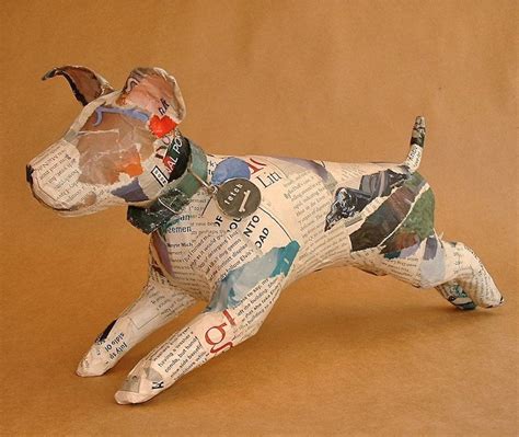 Unique Whimsical Paper Mache Dog Sculpture With Collar Custom Pieces ...