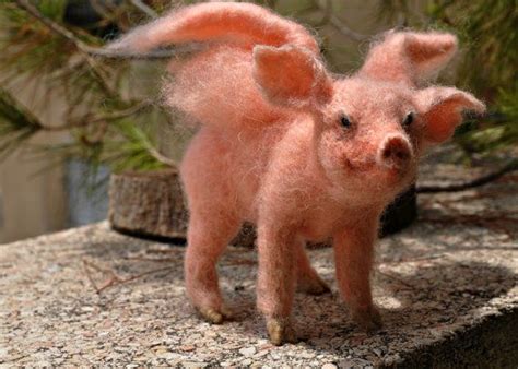 Needle Felted Animal. Felted PIG . PIGASUS. Made to Order. - Etsy | Felt animals, Needle felted ...