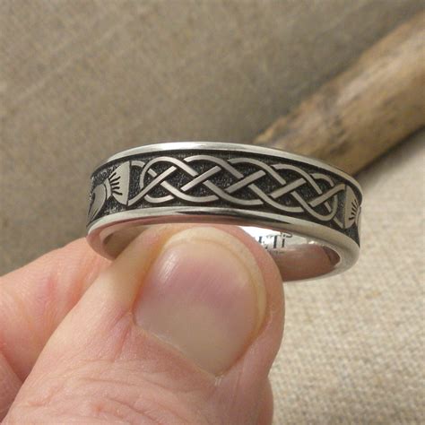 Claddagh & Celtic Knot Wedding Ring in Titanium — Unique Celtic Wedding