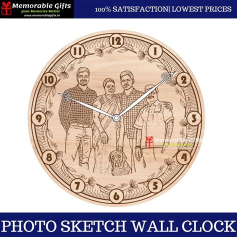 Photo Sketch Wall Clock - Memorable Gifts