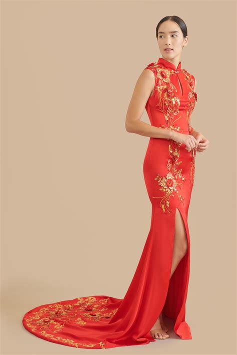 Maxine Bespoke Dress | Modern Red & Gold Chinese Wedding Dress | East