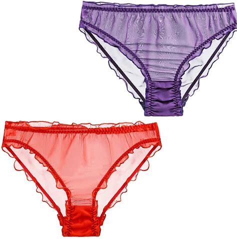 Women's Mulberry Silk Panties Sexy Sheer Bikini Satin Briefs Underwear