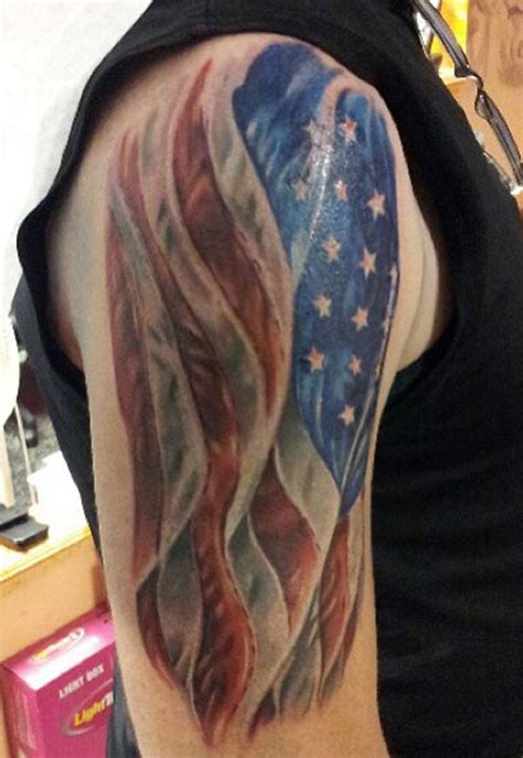 Faded American Flag Tattoo