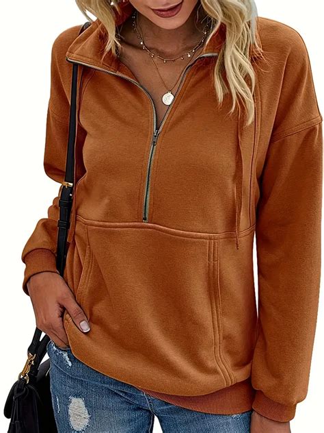 zip sweatshirt drawstring long temu australia