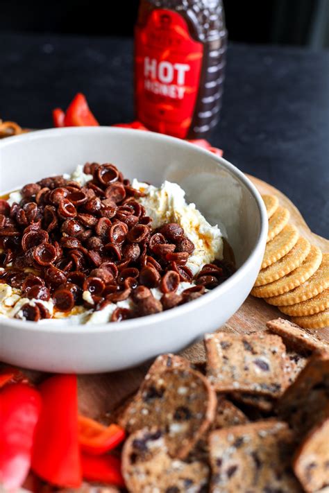 Whipped Goat Cheese with Crispy Pepperoni & Hot Honey - Little Bits of