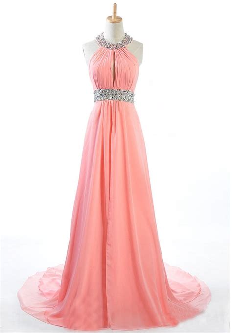 floral embroidered coral drape gown