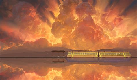 Spirited Away Train Sky Painting Wallpaper