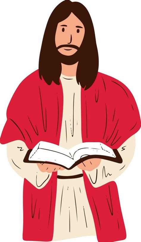 Jesus Christ Holding Holy Bible Illustration 24543048 Vector Art at ...