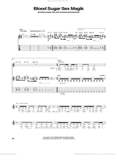 Blood Sugar Sex Magik sheet music for guitar (tablature) (PDF)