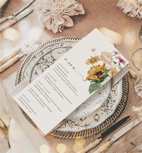 Mews Floral White | Printable Menu Template – Black Bow Studio