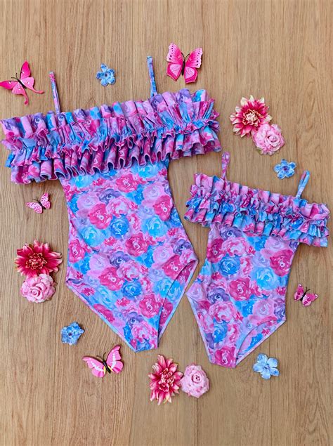 Mommy and Me Watercolor Blooms One Piece Swimsuit – Mia Belle Girls