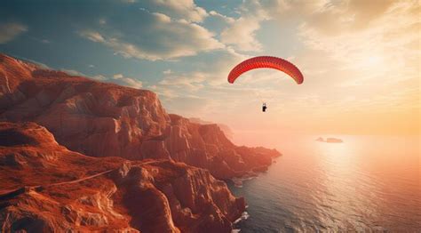 Premium AI Image | a person flying a paraglider at an orange rock gulf ...