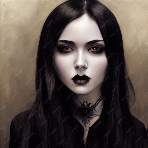 Premium Photo | Beautiful gothic woman portrait closeup illustration