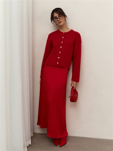 Расклешенная юбка макси из гладкой ткани :: LICHI - Online fashion store