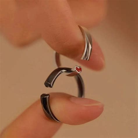 Heart Couple Rings Adjustable Love Ring Matching Lover Rings Dainty ...