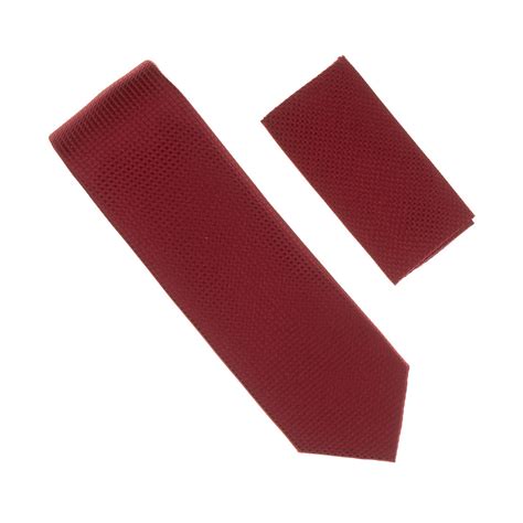 burgundy micro grid necktie  matching pocket square tie factory