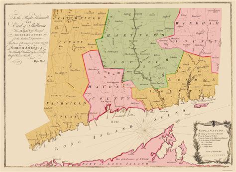 Historic State Map - Connecticut Colony - 1766 - 23 x 31.56 - Vintage