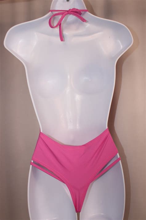 Hot Pink One Piece Dancewear with Matching Thong Tie at the neck | Pink