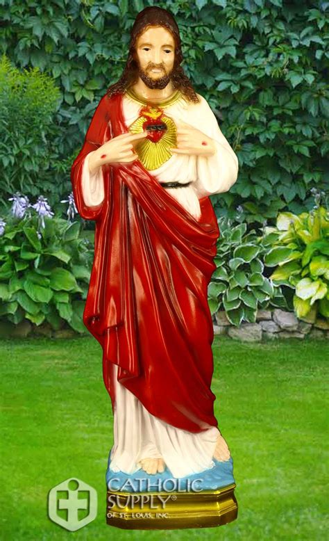 sacred heart  jesus statue colored