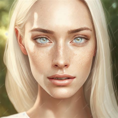 Premium Photo | A woman with pale skin and pale skin with blue eyes