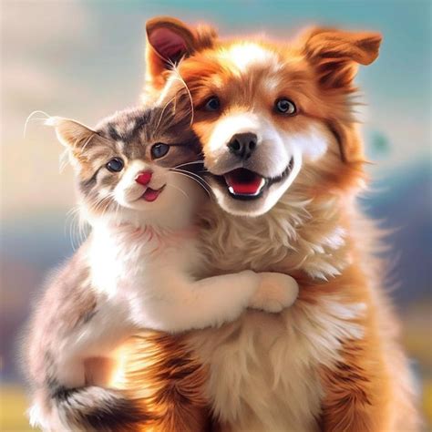 Premium Photo | Happy dog and cat friends posing together | Fotos de ...