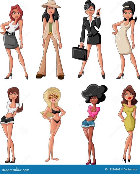 Cartoon women stock vector. Illustration of cute, beauty - 18286268